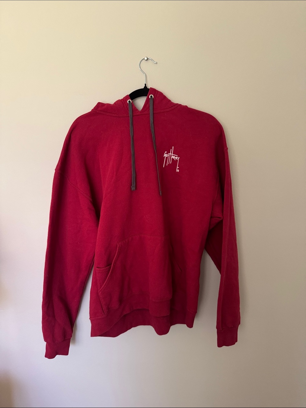 Guy Harvey Crimson Red Pullover Hoodie with Script Logo